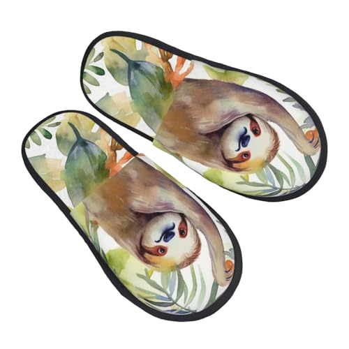 Slippers Aquarell Faultier Scuff Baumwolle Pantoffeln Gemütlich Hausschuhe Für Drinnen Den Alltag Weihnachten L von Generic