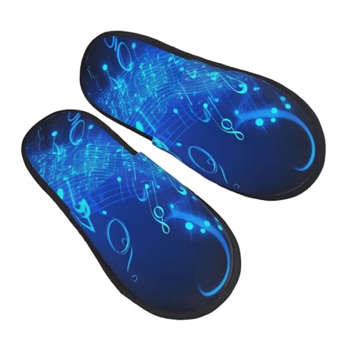 Slippers Blaue Musiknoten Flauschiges Baumwolle Pantoffeln Wärme Hausschuhe Für Drinnen Draußen Weihnachten M von Generic