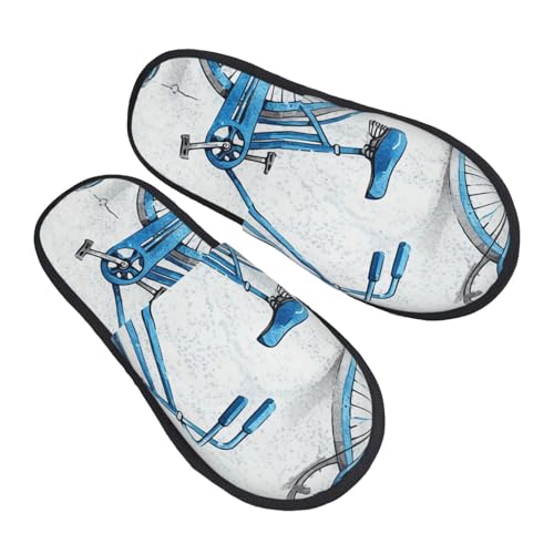 Slippers Blaues Fahrrad Gemütlich Baumwolle Pantoffeln Rutschfeste Hausschuhe Für Winter Unisex Weihnachten L von Generic