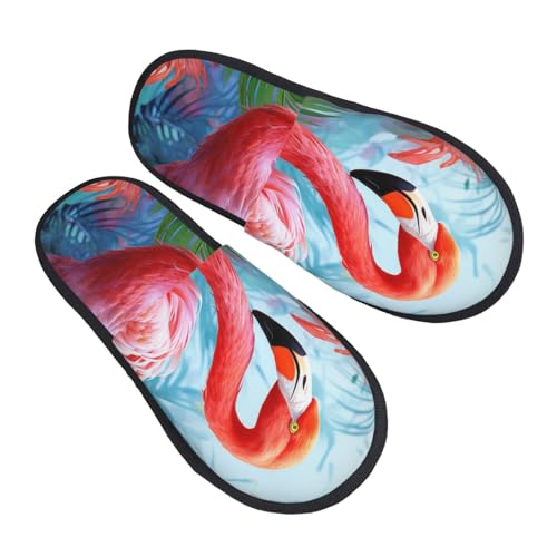 Slippers Gemalter Flamingo Kunstalpaka Hausschuhe Rutschfeste Hauspantoffeln Für Drinnen Draußen Weihnachten M von Generic