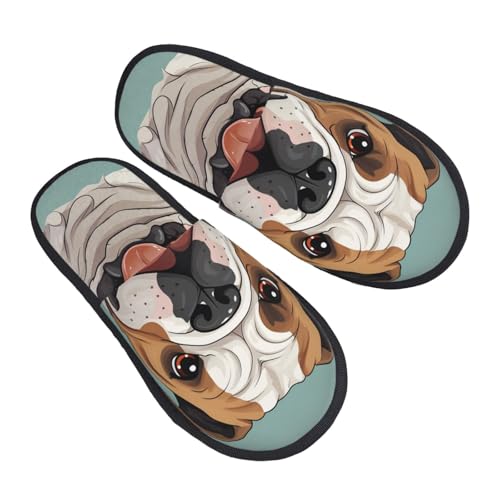 Slippers Lustige Englische Bulldogge Kunstalpaka Pantoffeln Rutschfeste Hausschuhe Für Weihnachten Winter Den Alltag L von Generic