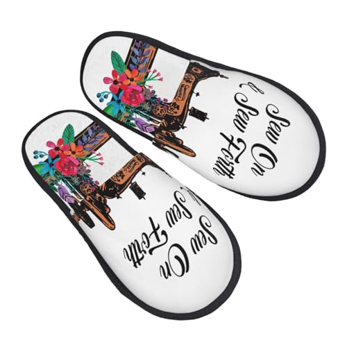 Slippers Nähmaschine Vintage Kunstalpaka Hausschuhe Leichte Hauspantoffeln Für Schlafzimmer Weihnachten Draußen M von Generic