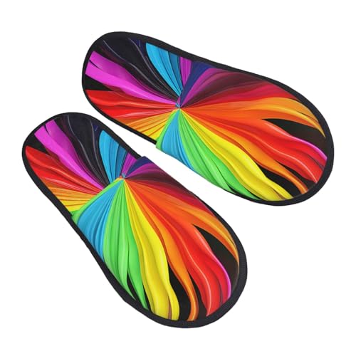 Slippers Regenbogenfarben Weiches Hausschuhe Scuff Baumwolle Pantoffeln Für Unisex Schlafzimmer Weihnachten M von Generic