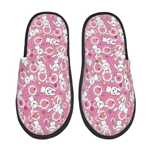 Slippers Rosa Süßes Kaninchen Luxuriös Hausschuhe Scuff Hauspantoffeln Für Weihnachten Winter Den Alltag M von Generic
