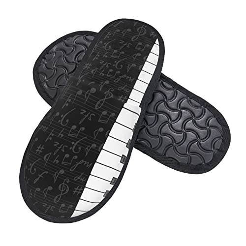 Slippers Vintage Klaviertasten Musiknoten Rutschfeste Hausschuhe Wärme Hauspantoffeln Für Weihnachten Unisex Schlafzimmer L von Generic