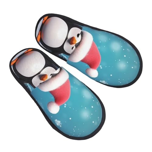 Slippers Weihnachtspinguin Rutschfeste Baumwolle Pantoffeln Flauschiges Hausschuhe Für Draußen Weihnachten Drinnen M von Generic