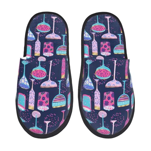 Slippers Weingläser Und Cocktails Leichte Baumwolle Pantoffeln Rutschfeste Hauspantoffeln Für Unisex Drinnen Weihnachten L von Generic