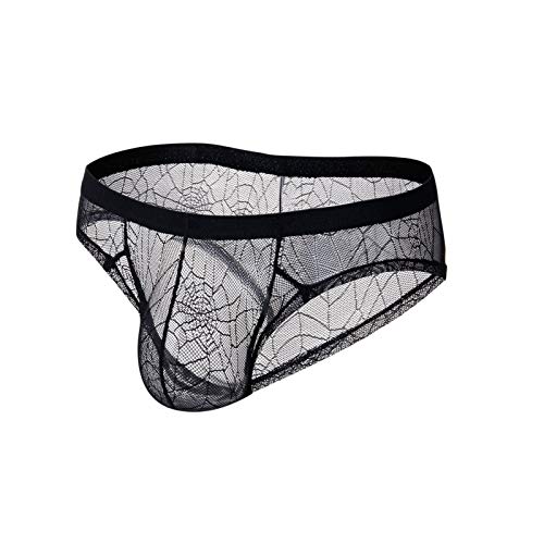 Slips Herren Netz Unterwäsche Mesh Unterhosen Männer Tanga Durchsichtige Slips Transparente Sexy Reizunterwäsche Bequeme Weiche Tangaslip Party Clubwear Schwarz L von Generic