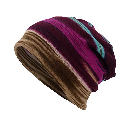 Slouchy Beanie Mütze Damen Sommer Beanie Turban Chemo Cancer Kopfbedeckung aus Baumwolle Schlafmütze Sommermütze Turban Kopfbedeckung Lila Einheitsgröße von Generic