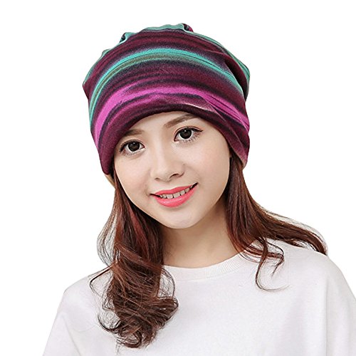 Slouchy Beanie Mütze Damen Sommer Beanie Turban Chemo Cancer Kopfbedeckung aus Baumwolle Schlafmütze Sommermütze Turban Kopfbedeckung Lila Einheitsgröße von Generic