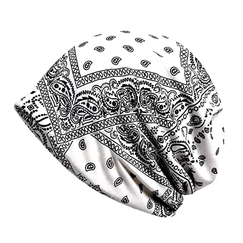Slouchy Beanie Mütze Damen Sommer Beanie Turban Chemo Cancer Kopfbedeckung aus Baumwolle Schlafmütze Sommermütze Turban Kopfbedeckung Weiß Einheitsgröße von Generic