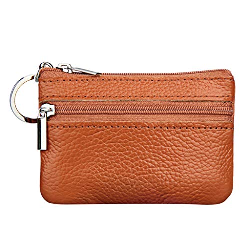 Small Small Pouch Key Damentasche Reißverschluss Ring aus Brieftasche mit Geldbörse Multifunktionale Brieftasche (Brown, One Size) von Generic
