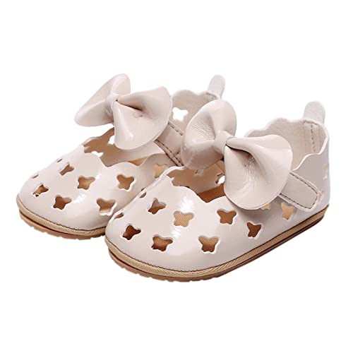 Sneaker 27 Kleinkind Mädchen Hohl Single Für 018M Infant Bowknot First Walkers Sommerschuhe Schuhe Sandalen Prinzessin Baby Sandalen Kinderschuhe Mit Licht (Beige, 20.5 Toddler) von Generic
