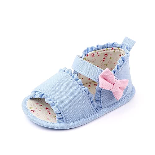 Sneaker 27 Mädchen Sandalen Baby Neugeborenen Sommer Turnschuhe Nette Bunte Schleife Wanderschuhe Casual Klebrige Riemen Schuhe Sandalen Herren (Blue, 22 Infant) von Generic