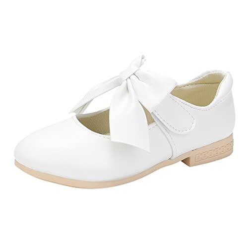 Sneaker Angebote Damen Kinderschuhe Weiße Lederschuhe Bowknot Mädchen Prinzessin Schuhe Einzelne Schuhe Leistungsschuhe Sneaker Mädchen Blau 33 (White, 32 Big Kids) von Generic