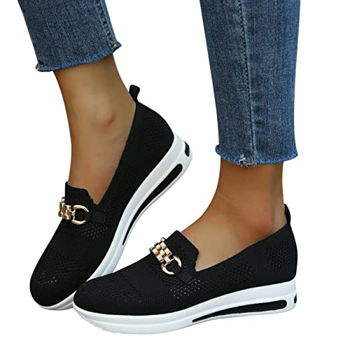 Sneaker Damen, Turnschuhe Damen Slip On Sportschuhe Laufschuhe mit Kette Plateau Schuhe Atmungsaktiv Leichte Schlupfschuhe Freizeitschuhe Outdoor Casual Bequeme Sneakers Walkingschuhe von Generic