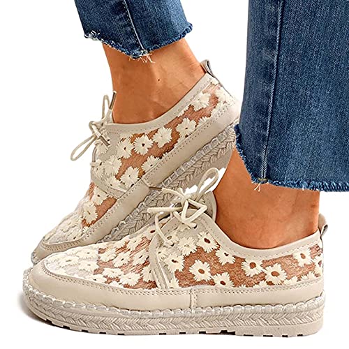 Sneaker Damen, Turnschuhe Damen Spitze Canvas Flache Schuhe Low Top Schnürschuhe Laufschuhe Atmungsaktive Lässige Segeltuchschuhe Loafer Sneakers Schlupfschuhe Sportschuhe Freizeitschuhe von Generic