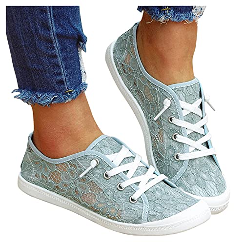 Sneaker Damen, Turnschuhe Damen Spitze Canvas Flache Schuhe Low Top Schnürschuhe Laufschuhe Atmungsaktive Lässige Segeltuchschuhe Loafer Sneakers Schlupfschuhe Sportschuhe Freizeitschuhe von Generic