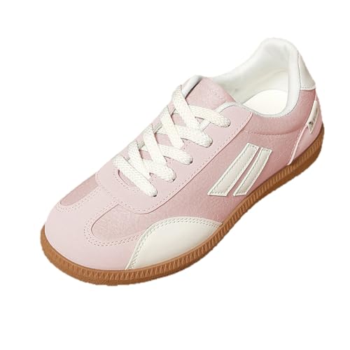 Sneaker Damen Retro Style - Sneaker Tennis Und Skateboarden Klassische Mit Schnürsenkeln Gummisohle - Modische rutschfeste Freizeit Skate-Schuhe Freizeitschuhe Flach Leder Modische Turnschuhe (40) von Generic