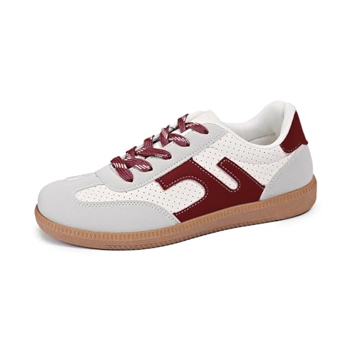 Sneaker Damen Retro Style Tennis Sneaker Und Skateboarden Klassische Mit Schnürsenkeln Gummisohle - Modische rutschfeste Freizeit Skate-Schuhe Freizeitschuhe Flach Leder Modische Turnschuhe (39) von Generic