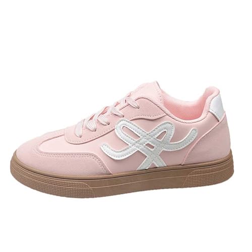 Sneaker Damen Tennis Skateboarden Mit Schnürsenkeln Wildleder Laufschuhe Retro Style Modische rutschfeste Freizeit Skate-Schuhe Flach Leder Modische Gym Fitness Turnschuhe Freizeitschuhe (40) von Generic
