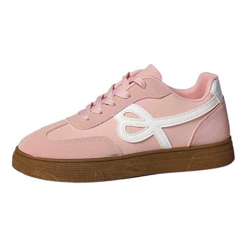 Sneaker Damen Tennis Skateboarden Mit Schnürsenkeln Wildleder Laufschuhe Retro Style Sneaker Modische rutschfeste Freizeit Skate-Schuhe Flach Leder Modische Turnschuhe Freizeitschuhe (39) von Generic