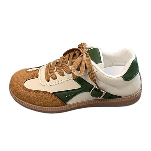 Sneaker Damen Tennis Skateboarden Sneaker Klassische Mit Schnürsenkeln Gummisohle Retro Trainer Modische rutschfeste Skate-Schuhe Freizeitschuhe Leder Turnschuhe Tennisschuhe von Generic