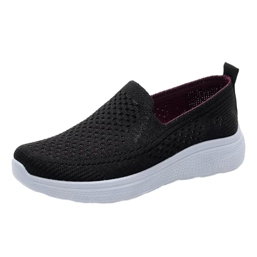 Sneaker Damen rutschfest Atmungsaktive Runde Zehe Stricken Elegant Dirndl Schuhe Memory Foam Running Outdoor Fitnessschuhe Straßenlaufschuhe Outdoor Sportschuhe von Generic