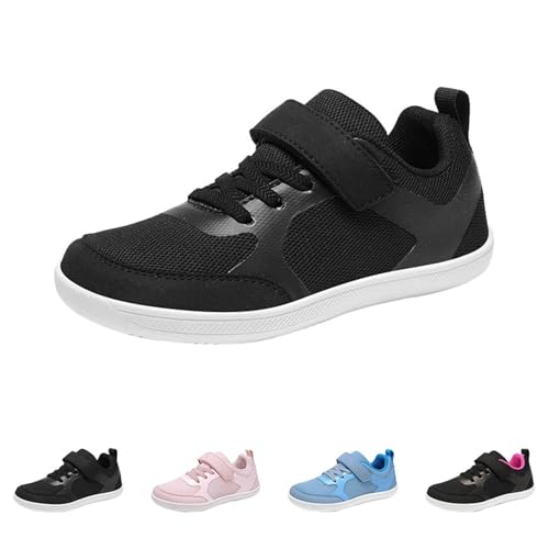 Sneaker Junge Mädchen Sportschuhe Schuhe Uniformschuhe Turnschuhe mit Klettverschluss Outdoor rutschfeste Flache Schulschuhe Kinder Hallenschuhe Weisse Sohle (Black, 33 Big Kids) von Generic