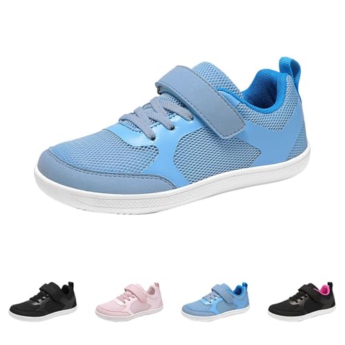 Sneaker Junge Mädchen Sportschuhe Schuhe Uniformschuhe Turnschuhe mit Klettverschluss Outdoor rutschfeste Flache Schulschuhe Kinder Hallenschuhe Weisse Sohle (Blue, 34 Big Kids) von Generic