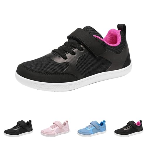 Sneaker Junge Mädchen Sportschuhe Schuhe Uniformschuhe Turnschuhe mit Klettverschluss Outdoor rutschfeste Flache Schulschuhe Kinder Hallenschuhe Weisse Sohle (Hot Pink, 31 Little Child) von Generic