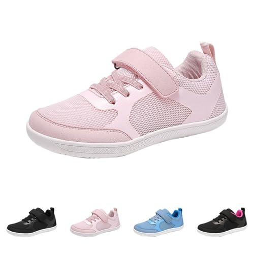 Sneaker Junge Mädchen Sportschuhe Schuhe Uniformschuhe Turnschuhe mit Klettverschluss Outdoor rutschfeste Flache Schulschuhe Kinder Hallenschuhe Weisse Sohle (Pink, 33 Big Kids) von Generic