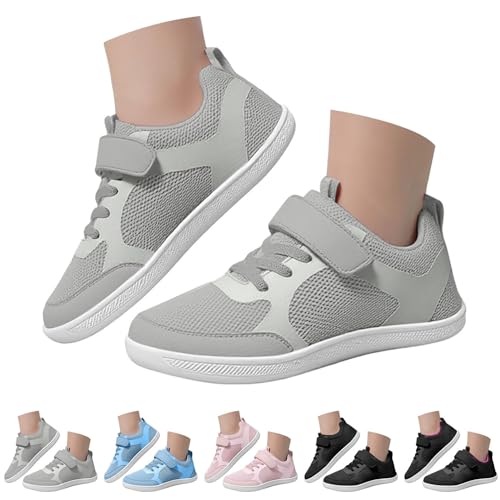Sneaker Junge Mädchen Sportschuhe Schuhe Uniformschuhe Turnschuhe mit Klettverschluss Outdoor rutschfeste Sport Schuhe Kinder Hallenschuhe Weisse Sohle (Grey, 30.5 Little Child) von Generic