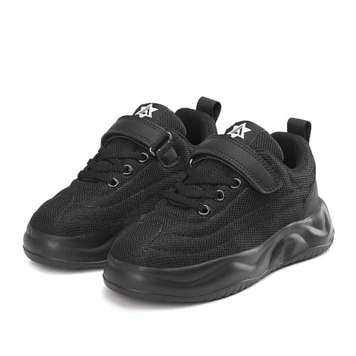 Sneaker Kinder Mädchen Sportschuhe Jungen Lässig Laufschuhe Atmungsaktiv Turnschuhe Mesh Road Running Schuhe Leicht Kinderschuhe Hallenschuhe Straßenlaufschuhe Trainerschuhe (Z1A-Black, 30) von Generic