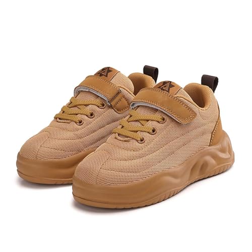 Sneaker Kinder Mädchen Sportschuhe Jungen Lässig Laufschuhe Atmungsaktiv Turnschuhe Mesh Road Running Schuhe Leicht Kinderschuhe Hallenschuhe Straßenlaufschuhe Trainerschuhe (Z1A-Brown, 37) von Generic