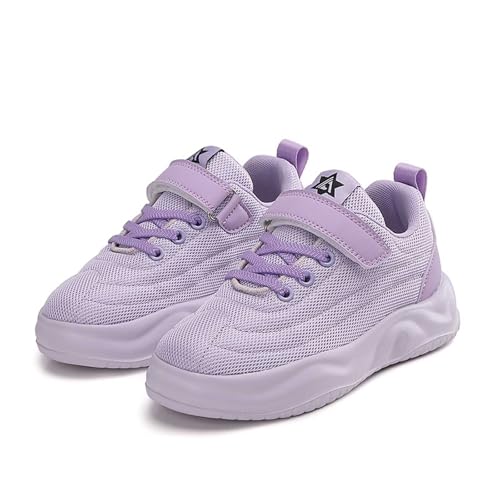 Sneaker Kinder Mädchen Sportschuhe Jungen Lässig Laufschuhe Atmungsaktiv Turnschuhe Mesh Road Running Schuhe Leicht Kinderschuhe Hallenschuhe Straßenlaufschuhe Trainerschuhe (Z1A-Purple, 37) von Generic