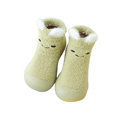 Sneaker Kleinkind Socken Schuhe Kleinkind Fleece WarmThe Floor Socken rutschfeste Prewalker Schuhe Kinderschuhe Mädchen 21 (Green, 23 Toddler) von Generic