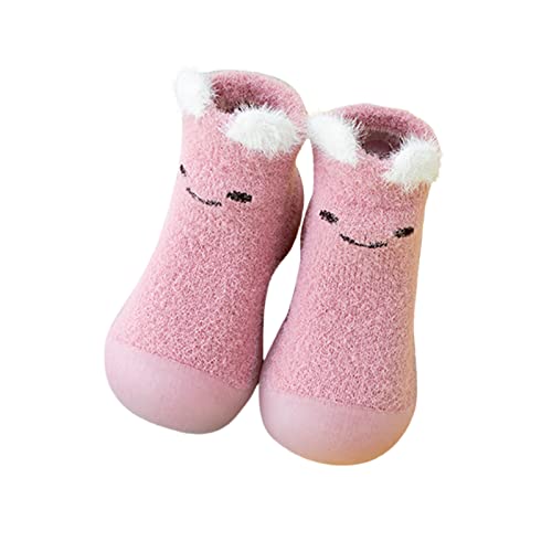 Sneaker Kleinkind Socken Schuhe Kleinkind Fleece WarmThe Floor Socken rutschfeste Prewalker Schuhe Kinderschuhe Mädchen 21 (Pink, 21 Infant) von Generic