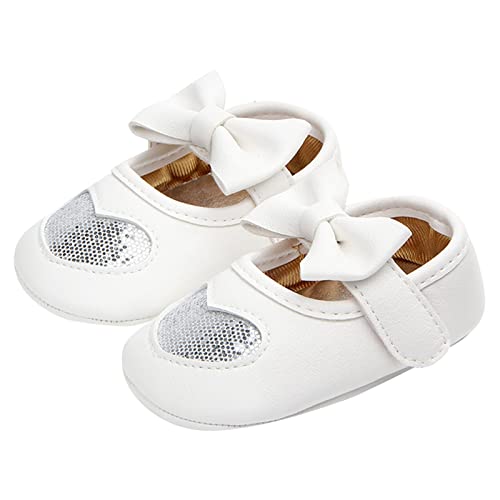 Sneaker Mädchen 28 Kleinkindschuhe Vierfarbige Baby-Prinzessinnenschuhe Babyschuhe Indoor Love Babyschuhe Weiße Schuhe Schleifenschuh Jungs Schuhe 34 (Silver, 20.5 Infant) von Generic