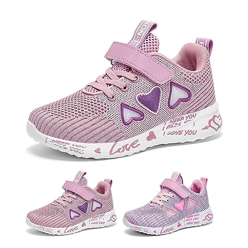 Sneaker Mädchen Sportschuhe Schuhe Uniformschuhe mit Klettverschluss Kinder Outdoor rutschfeste Sport Turnschuhe Mesh Atmungsaktiv Trekkingschuhe Hallenschuhe (A, 28 Little Child) von Generic