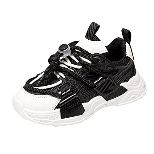 Sneaker Mädchen Weis Kinder Sportschuhe Dicke Sohlen Rutschfester Atmungsaktiver Lauf Bequeme Einfarbige Schnürung Sicherheitsschuhe Herren (White, 28.5 Little Child) von Generic