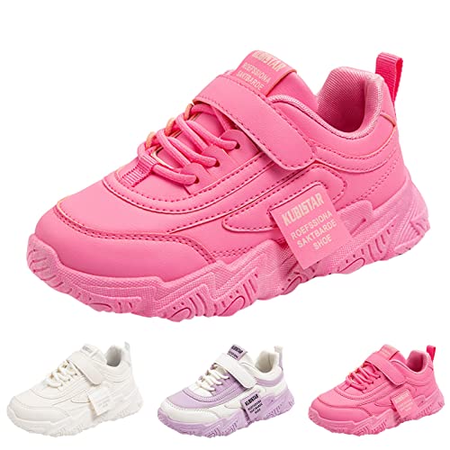 Sneaker Mädchen rutschfeste Sportschuhe Hallenschuhe mit Klettverschluss Kinder Niedliche Schuhe Uniformschuhe Outdoor Sport Atmungsaktiv Turnschuhe Trekkingschuhe (Hot Pink, 32 Big Kids) von Generic