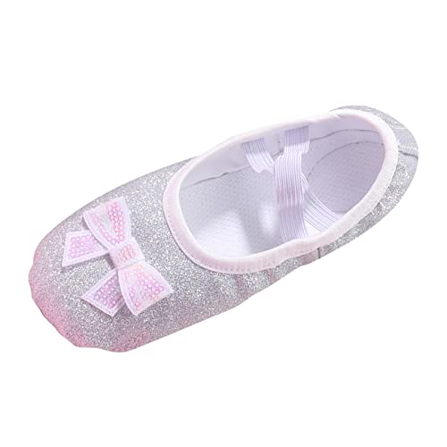 Sneaker Schuhe Für Mädchen Dance Ballett Performance Indoor Schuhe Yoga Tanzschuhe Sneaker Kunstleder Damen (Silver, 29.5 Little Child) von Generic