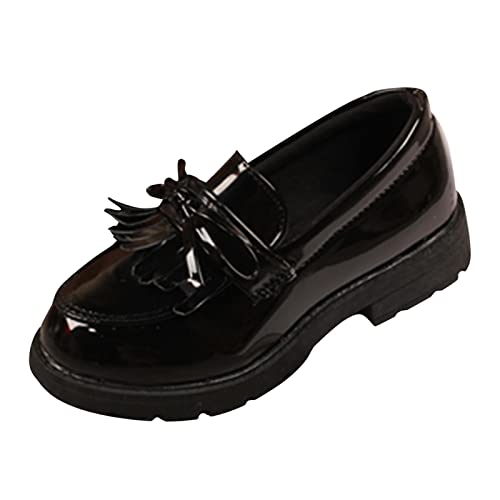 Sneaker Schuhe Jungs 35-38 Mädchen Slip On Loafer Quaste Bow Schule Kleid Schuhe für Mädchen Socken Sneaker Jungs (Black, 35) von Generic