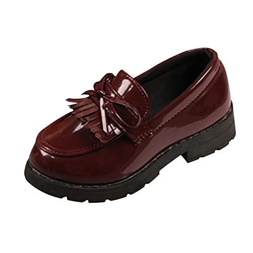Sneaker Sommer Junge 28 Mädchen Slip On Loafer Quaste Bow Schule Kleid Schuhe für Mädchen Halbschuhe (Wine, 36) von Generic