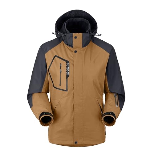 Snowboardjacke Herren Warm Gefüttert Skijacke Wasserdicht Softshell Jacke mit Kapuze Fleece Winterjacke Atmungsaktiv Funktionsjacke,XL-5XL von Generic