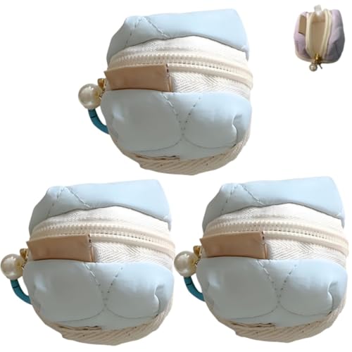 Soft Cute Mini Earphone Bag,Mini Bag with Zipper,Girls Small Coin Purse for Earphone,Headphone Cable,Jewelry,Coins & More (Blue*3) von Generic