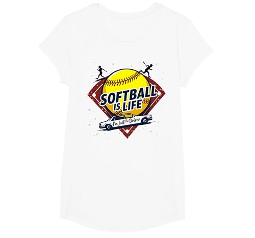 Softball Mom Life: Ich Bin nur der Fahrer T-Shirt, Girls, Weiß, XS Softball Mom Life: Ich Bin nur der Fahrer T-Shirt, Girls, Weiß, XS von Generic
