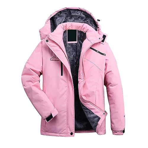 Softshelljacke damen wasserdicht lange Ärmel Unifarben Winterjacke Kerb-Kragen mädchen Fleecejacke mit Kapuze Schlanke Extra dick atmungsaktiv teddyjacke Sport Fashion & Damenmode Frauen von Generic