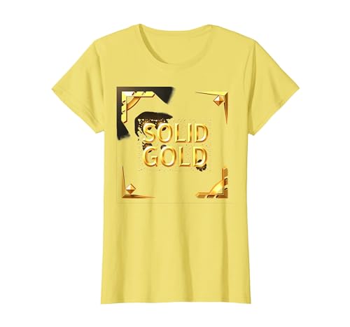 Solide Gold Jungen Luxe Shimmer Statement Sparkle Bling T-Shirt, Damen, Gelb, XS von Generic
